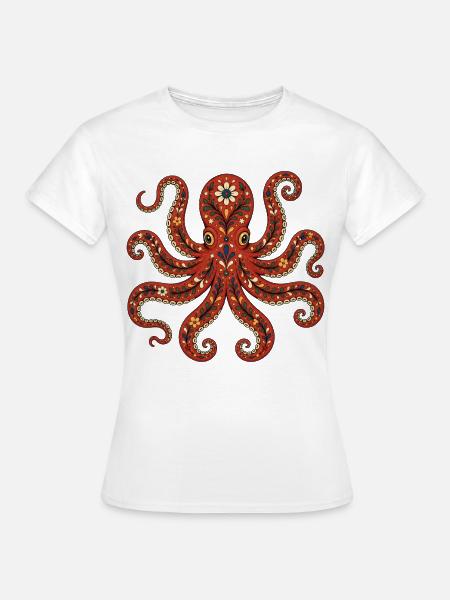 Folk Art Octopus - Frauen T-Shirt - Weiß