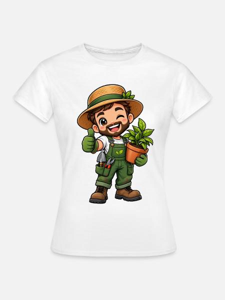 Gärtner Kawaii Style – Süßes Gartenmotiv - Frauen T-Shirt - Weiß