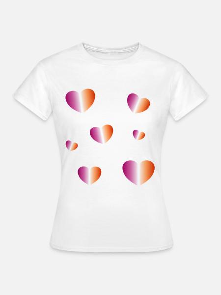Lesbische Flaggenherzen - Frauen T-Shirt - Weiß