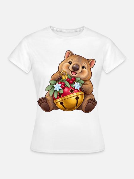 Wombat mit fröhlicher Beerenglocke - Frauen T-Shirt - Weiß