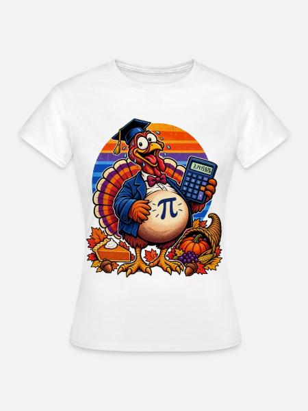 Thanksgiving-Truthahn Mathe-Lehrer mit Pi - Frauen T-Shirt - Weiß