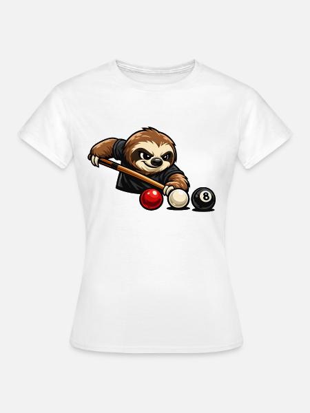 Faultier beim Billard – Entspanntes Spielmotiv - Frauen T-Shirt - Weiß