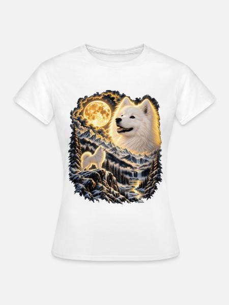 Labrador Hund Mondlicht Bergwelt - Frauen T-Shirt - Weiß