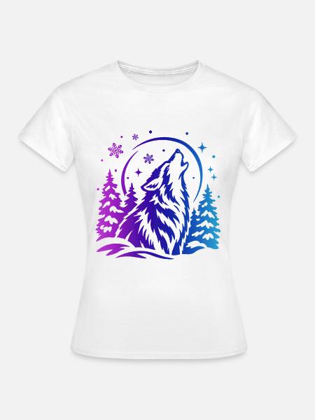 Wolf im Winterwald - Frauen T-Shirt - Weiß