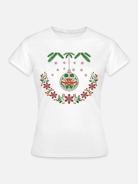 Weihnachtskranz mit Vogelbeeren - Frauen T-Shirt - Weiß