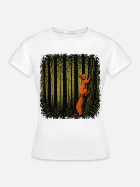 Eichhörnchen klettert auf einen Baum - Frauen T-Shirt - Weiß