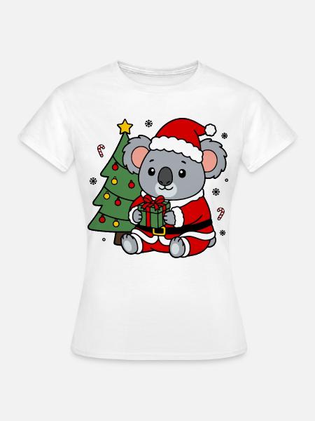 Süßes Kawaii-Koala-Weihnachts-Weihnachtsgeschenk - Frauen T-Shirt - Weiß