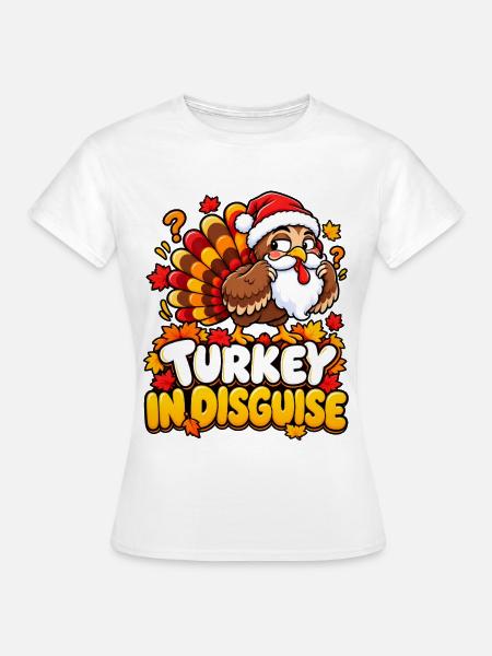 Turkey in Disguise Cartoon Christmas - Frauen T-Shirt - Weiß