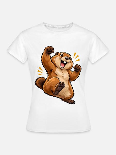 Cartoon springendes Eichhörnchen - Frauen T-Shirt - Weiß