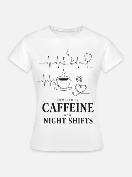Kaffee Herz Nacht Schicht - Frauen T-Shirt - Weiß