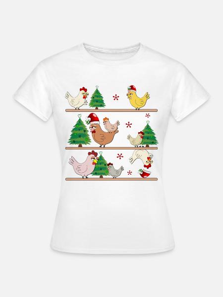 Weihnachten Hühnerstall Hühner - Frauen T-Shirt - Weiß