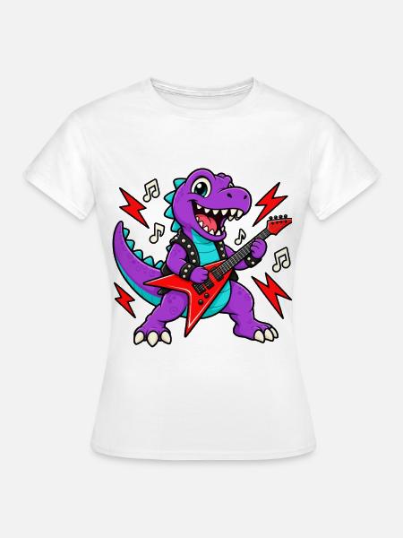 Dino Gitarrist - Frauen T-Shirt - Weiß