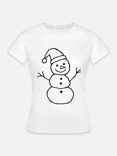 Schneemann mit Wintermütze – Winter Kritzelei - Frauen T-Shirt - Weiß