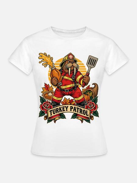 Thanksgiving Truthahn Walross Feuerwehrtrupp - Frauen T-Shirt - Weiß