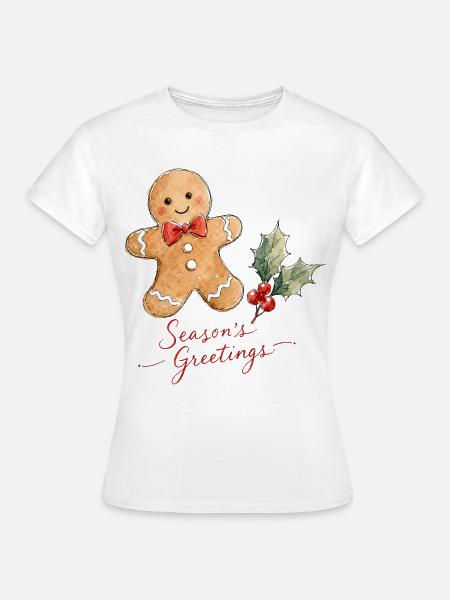 Lebkuchenmann mit Schleife - Frauen T-Shirt - Weiß