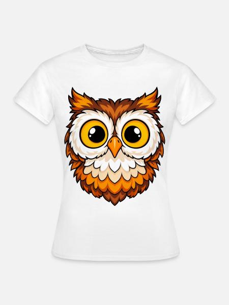 Lustige Eulenblick in Orange - Frauen T-Shirt - Weiß