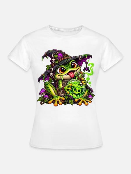 Froschhexe mit Zaubertrank – Gothic Fantasy - Frauen T-Shirt - Weiß