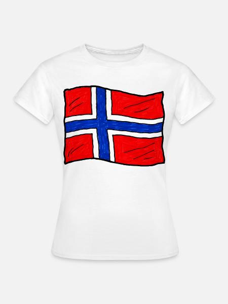 Handgezeichnete Norwegenflagge - Frauen T-Shirt - Weiß
