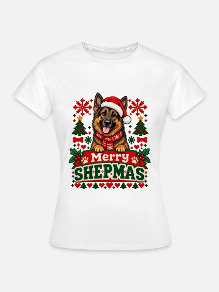 Deutscher Schäferhund - Weihnachten - Frauen T-Shirt - Weiß