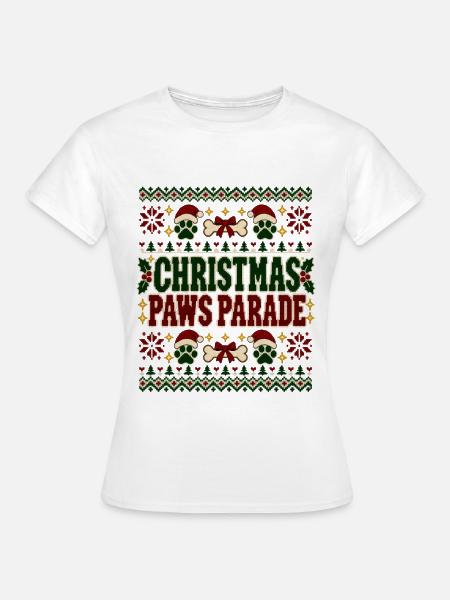 Christmas Paws Parade Pattern - Frauen T-Shirt - Weiß
