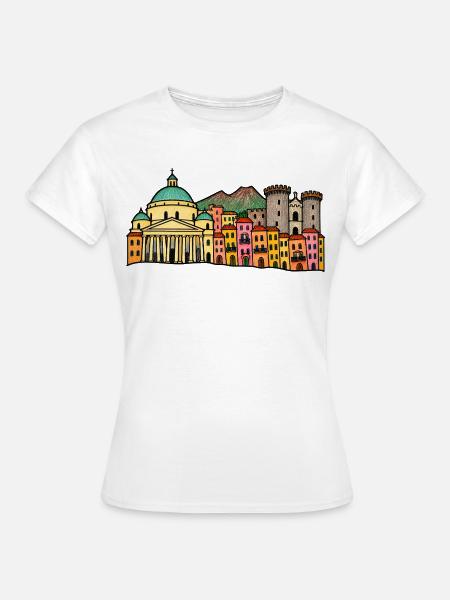 Handgezeichnete Skyline von Neapel - Frauen T-Shirt - Weiß
