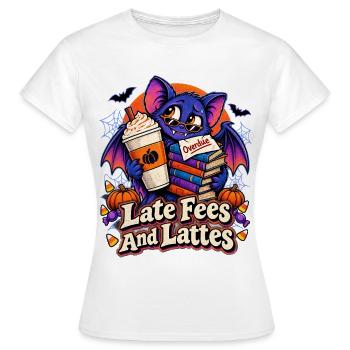Halloween-Fledermaus Late Fees And Lattes - Frauen T-Shirt - Weiß - Vorne - AI Model Female 172 dark (172cm)