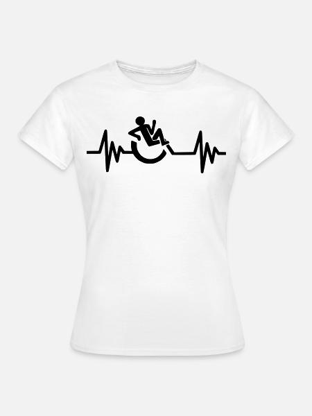 Bild: Rollstuhl, Herzschlag, entspannt # - Frauen T-Shirt - Weiß
