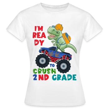 Prêt à écraser le camion monstre dinosaure de 2e année - T-shirt Femme - blanc - Devant - AI Model Female 172 dark (172cm)