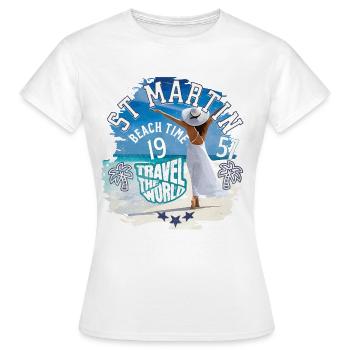 Beach time St Martin west indies - T-shirt Femme - blanc - Devant - AI Model Female 172 dark (172cm)