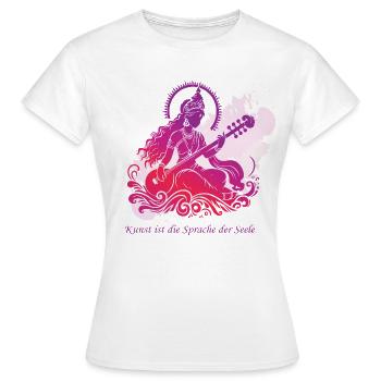 Kunst ist die Sprache der Seele 🎶 Yoga & Mythos - Frauen T-Shirt - Weiß - Vorne - AI Model Female 172 dark (172cm)