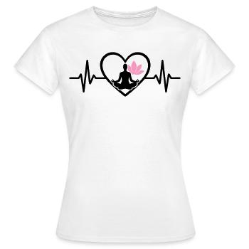 Yoga Herz Frau Silhouette Lotus Wellness - Frauen T-Shirt - Weiß - Vorne - AI Model Female 172 dark (172cm)