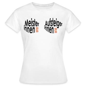 Champions and promoted women 2026 - Women's T-Shirt - white - Front - AI Model Female 172 dark (172cm)