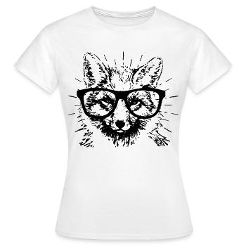 Cadeau de lunettes Fox Clever Smart Nerd Animal - T-shirt Femme - blanc - Devant - AI Model Female 172 dark (172cm)