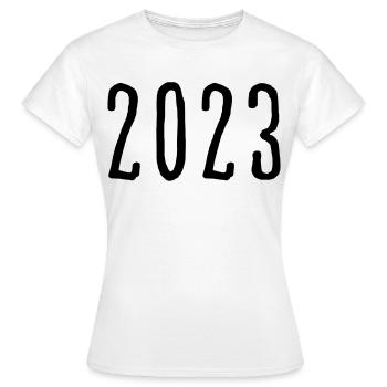 2023 - Jahr - Jahreswechsel - Frauen T-Shirt - Weiß - Vorne - AI Model Female 172 dark (172cm)