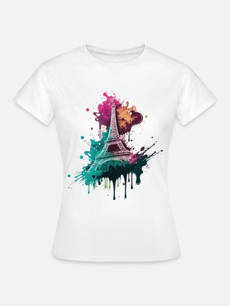 Paris Frankreich Stadt Skyline Eiffelturm Kunst - Frauen T-Shirt - Weiß