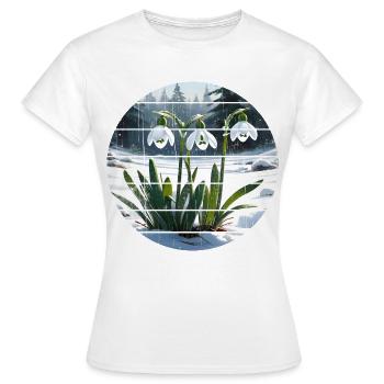 Perce-neige cadeau Galanthis Nivalis - T-shirt Femme - blanc - Devant - AI Model Female 172 dark (172cm)