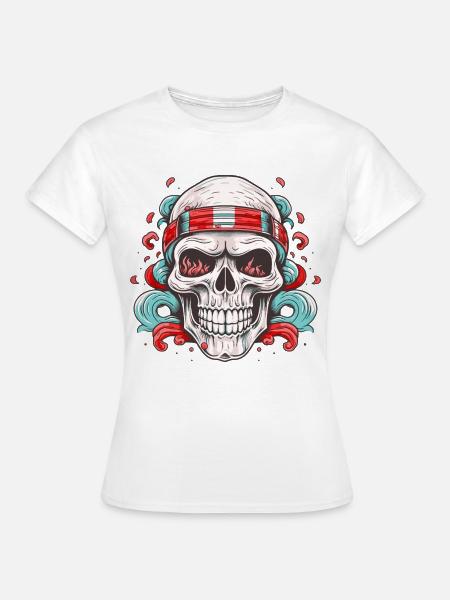 Totenkopf Totenschädel Skelett Horror Gothic Metal - Frauen T-Shirt - Weiß