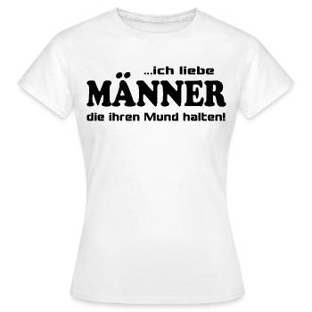 Mann Männer Mund halten Fresse Lustige Sprüche - Frauen T-Shirt - Weiß - Vorne - AI Model Female 172 dark (172cm)