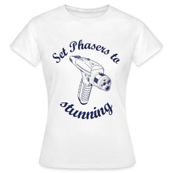 Star Trek Discovery Set Phaser To Stunning Blau - Frauen T-Shirt - Weiß - Vorne - AI Model Female 172 dark (172cm)