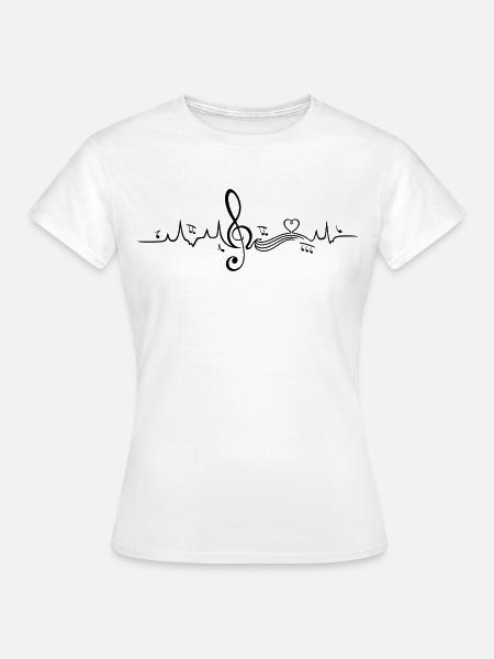Herzschlag, Liebe zur Musik - Frauen T-Shirt - Weiß