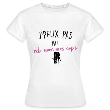 j'peux pas j'ai rdv avec mes cop's - T-shirt Femme - blanc - Devant - AI Model Female 172 dark (172cm)