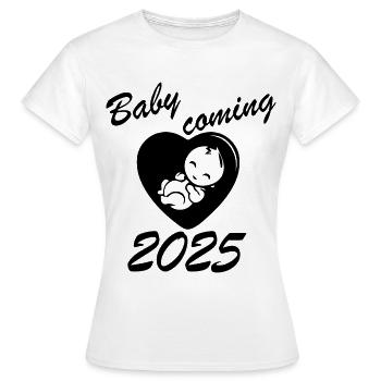 Bébé à venir en 2025, bébé naîtra en 2025 - T-shirt Femme - blanc - Devant - AI Model Female 172 dark (172cm)