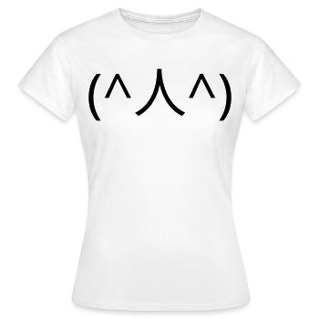 Émotique (^人^) de supplication merci Kaomoji - T-shirt Femme - blanc - Devant - AI Model Female 172 dark (172cm)