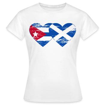Kuba Schottland Flagge Herz used - Frauen T-Shirt - Weiß - Vorne - AI Model Female 172 dark (172cm)
