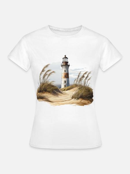 Leuchtturm hinter den Dünen - Frauen T-Shirt - Weiß