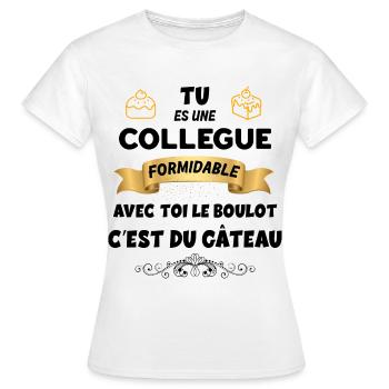 Collègue Femme Avec Elle C'est Du Gâteau - T-shirt Femme - blanc - Devant - AI Model Female 172 dark (172cm)