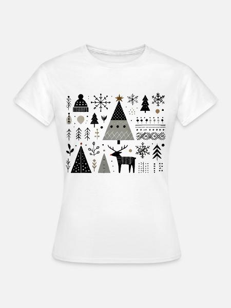 Skandinavische Weihnachtselemente mit Rentier - Frauen T-Shirt - Weiß