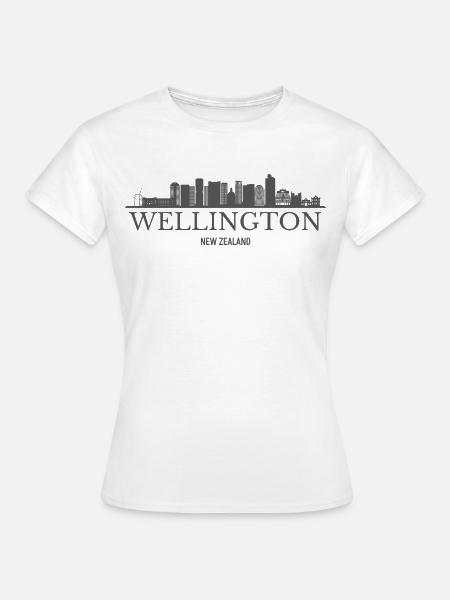 Wellington-Skyline, Wellington-Silhouette - Frauen T-Shirt - Weiß