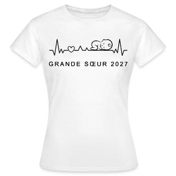 Future Grande Sœur 2027 - Bientôt Grande-Sœur - T-shirt Femme - blanc - Devant - AI Model Female 172 dark (172cm)