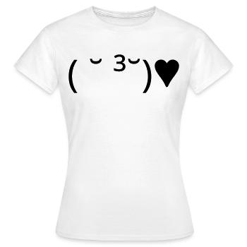 Émote de baiser ( ̆ ³ ̆) ♥ Cœur Kaomoji - T-shirt Femme - blanc - Devant - AI Model Female 172 dark (172cm)